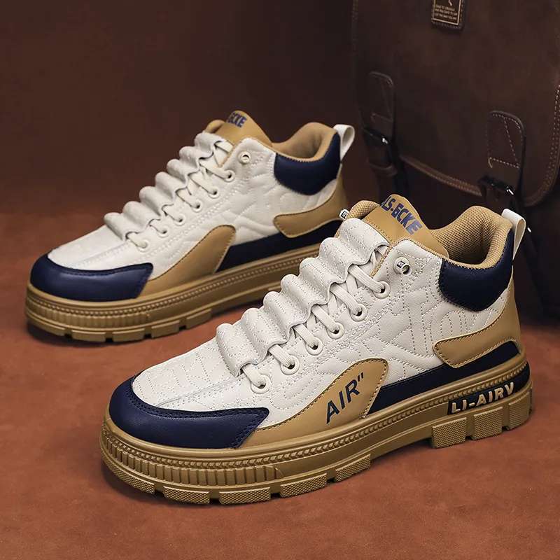Men's Trendy Sports Casual Sneakers - 2024 Autumn Fashion Height Increasing Martin Shoes - Versatile Comfortable Design for Everyday Wear thumbnail 1