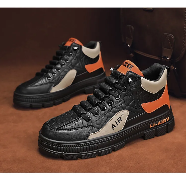Men's Trendy Sports Casual Sneakers - 2024 Autumn Fashion Height Increasing Martin Shoes - Versatile Comfortable Design for Everyday Wear showcase 12
