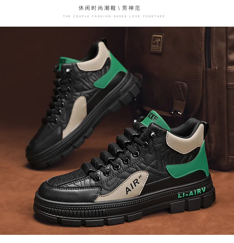 Men's Trendy Sports Casual Sneakers - 2024 Autumn Fashion Height Increasing Martin Shoes - Versatile Comfortable Design for Everyday Wear showcase 17
