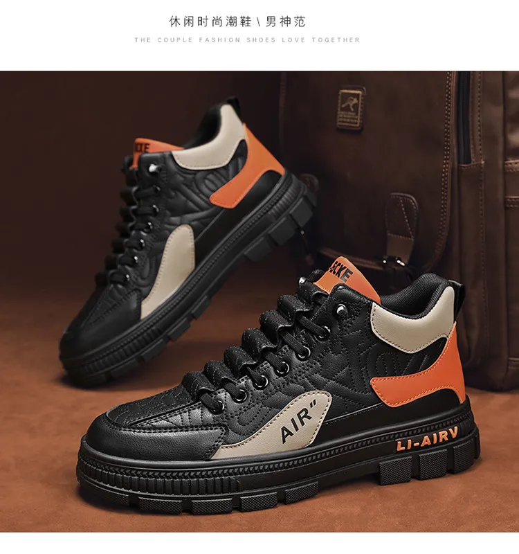 Men's Trendy Sports Casual Sneakers - 2024 Autumn Fashion Height Increasing Martin Shoes - Versatile Comfortable Design for Everyday Wear showcase 13