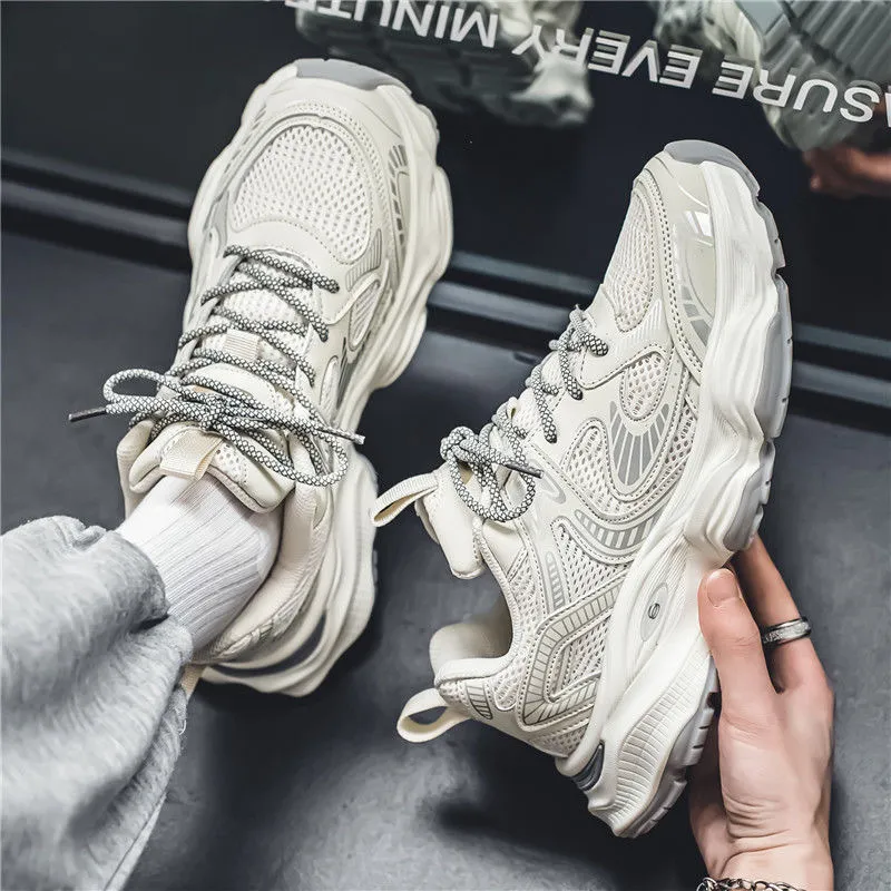 Men's Breathable Mesh Sneakers Spring 2025 - Thick Sole Athletic Shoes, Casual Dad Shoes, Lightweight Walking Footwear for Men thumbnail 4