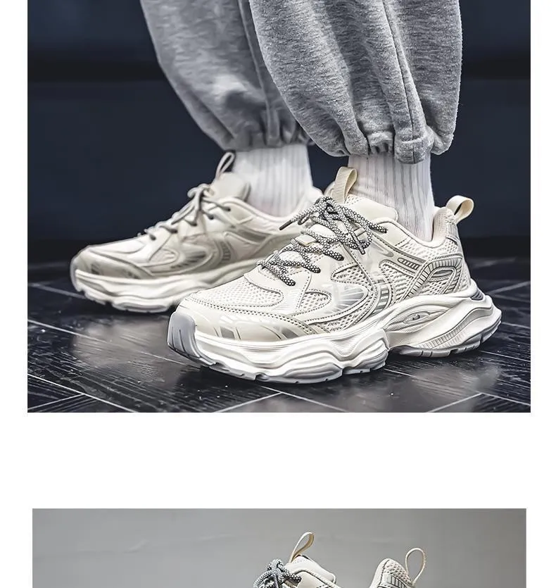 Men's Breathable Mesh Sneakers Spring 2025 - Thick Sole Athletic Shoes, Casual Dad Shoes, Lightweight Walking Footwear for Men showcase 13