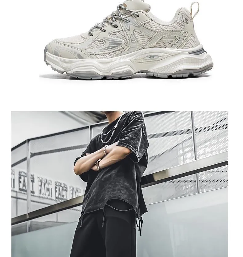 Men's Breathable Mesh Sneakers Spring 2025 - Thick Sole Athletic Shoes, Casual Dad Shoes, Lightweight Walking Footwear for Men showcase 3
