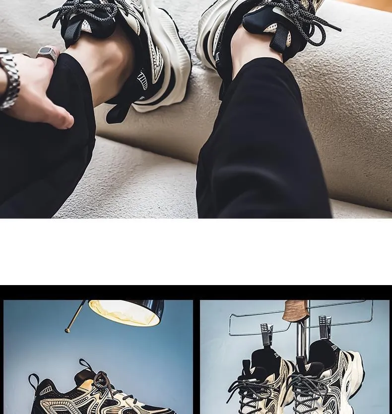 Men's Breathable Mesh Sneakers Spring 2025 - Thick Sole Athletic Shoes, Casual Dad Shoes, Lightweight Walking Footwear for Men showcase 9