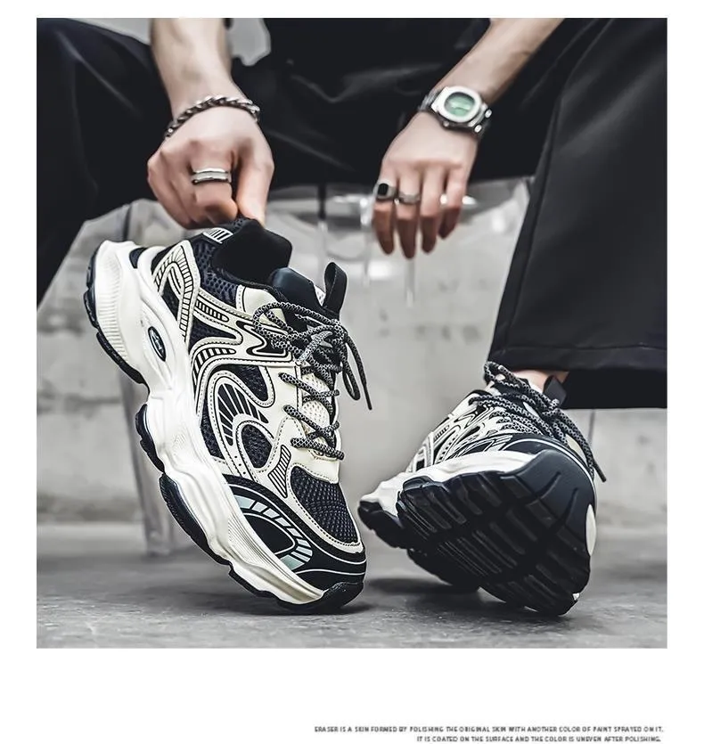 Men's Breathable Mesh Sneakers Spring 2025 - Thick Sole Athletic Shoes, Casual Dad Shoes, Lightweight Walking Footwear for Men showcase 6