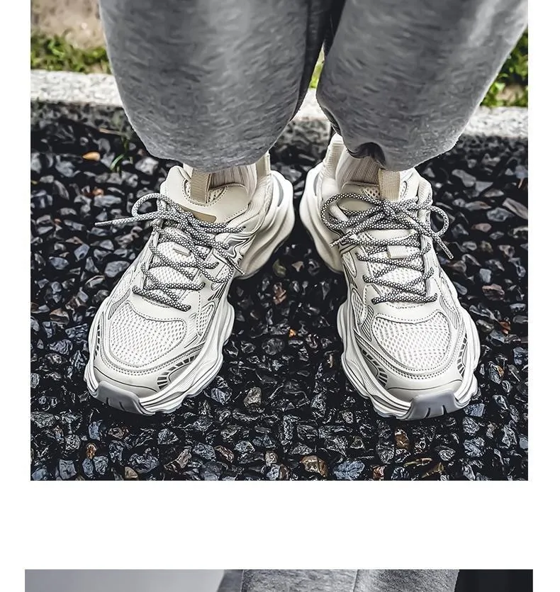 Men's Breathable Mesh Sneakers Spring 2025 - Thick Sole Athletic Shoes, Casual Dad Shoes, Lightweight Walking Footwear for Men showcase 15