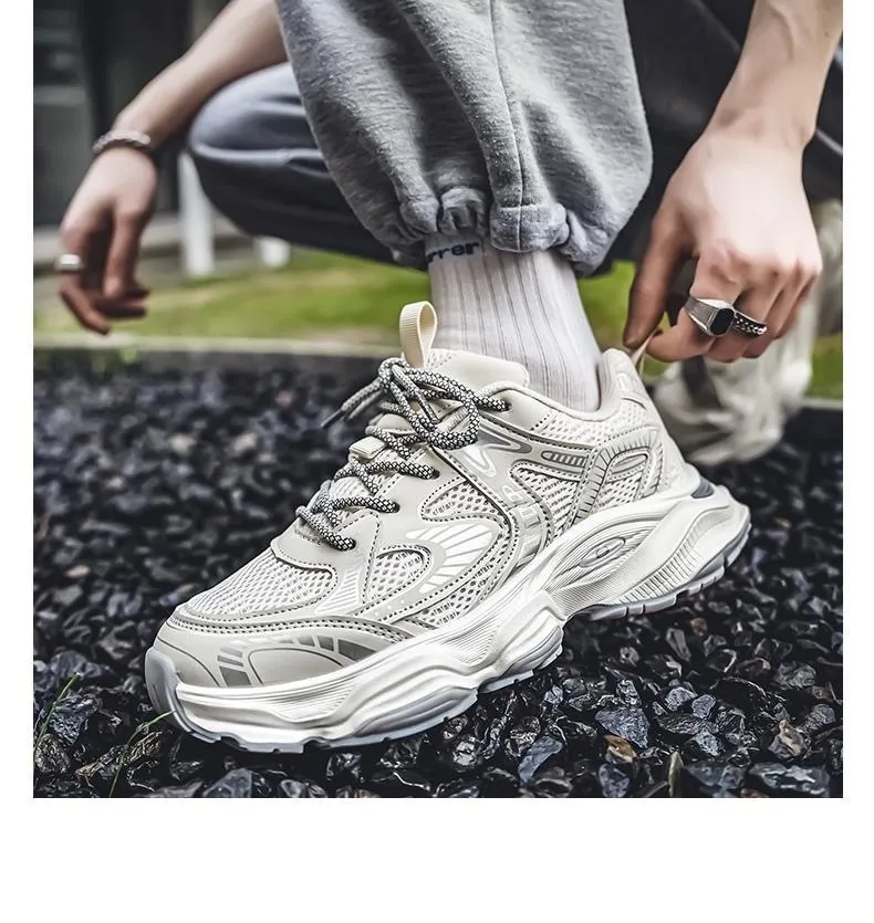 Men's Breathable Mesh Sneakers Spring 2025 - Thick Sole Athletic Shoes, Casual Dad Shoes, Lightweight Walking Footwear for Men showcase 17