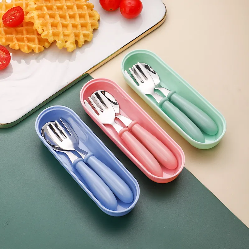 Stainless Steel Baby Utensil Set - Child-Safe Spoons and Forks - Toddler Feeding Supplies - Durable 304 Stainless Steel - Easy Grip Design thumbnail 1