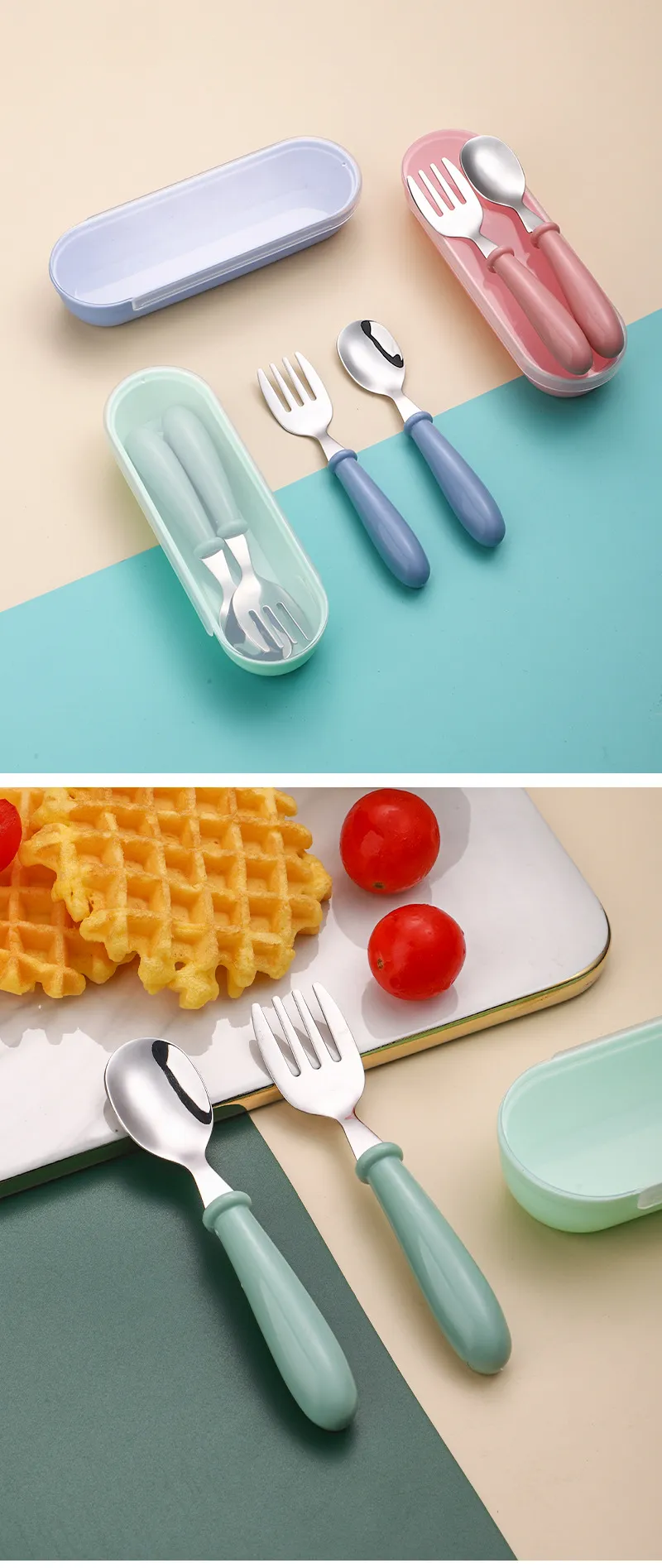 Stainless Steel Baby Utensil Set - Child-Safe Spoons and Forks - Toddler Feeding Supplies - Durable 304 Stainless Steel - Easy Grip Design showcase 9