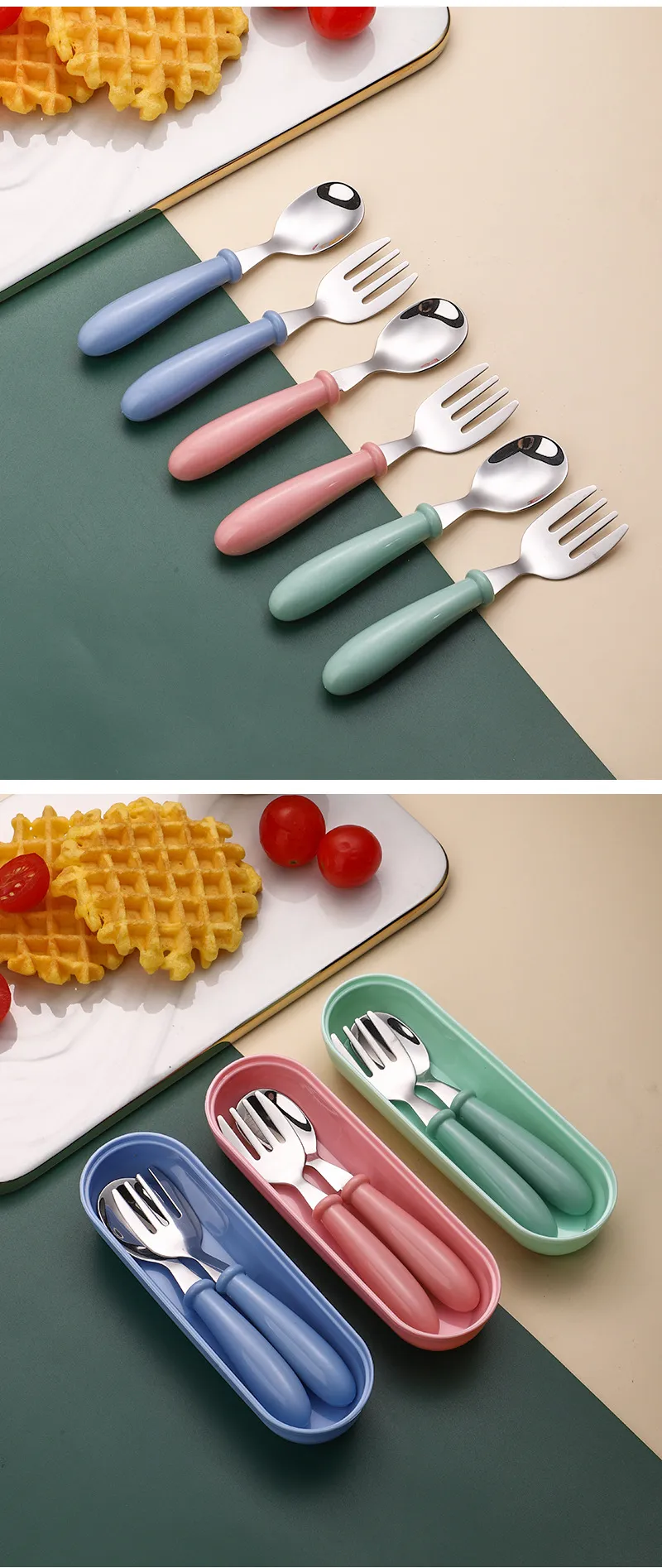 Stainless Steel Baby Utensil Set - Child-Safe Spoons and Forks - Toddler Feeding Supplies - Durable 304 Stainless Steel - Easy Grip Design showcase 11