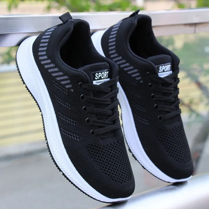 Men's Breathable Mesh Running Shoes Lightweight Casual Sports Sneakers - Flying Woven Design, Soft Sole, Round Toe - Perfect for Spring thumbnail 2