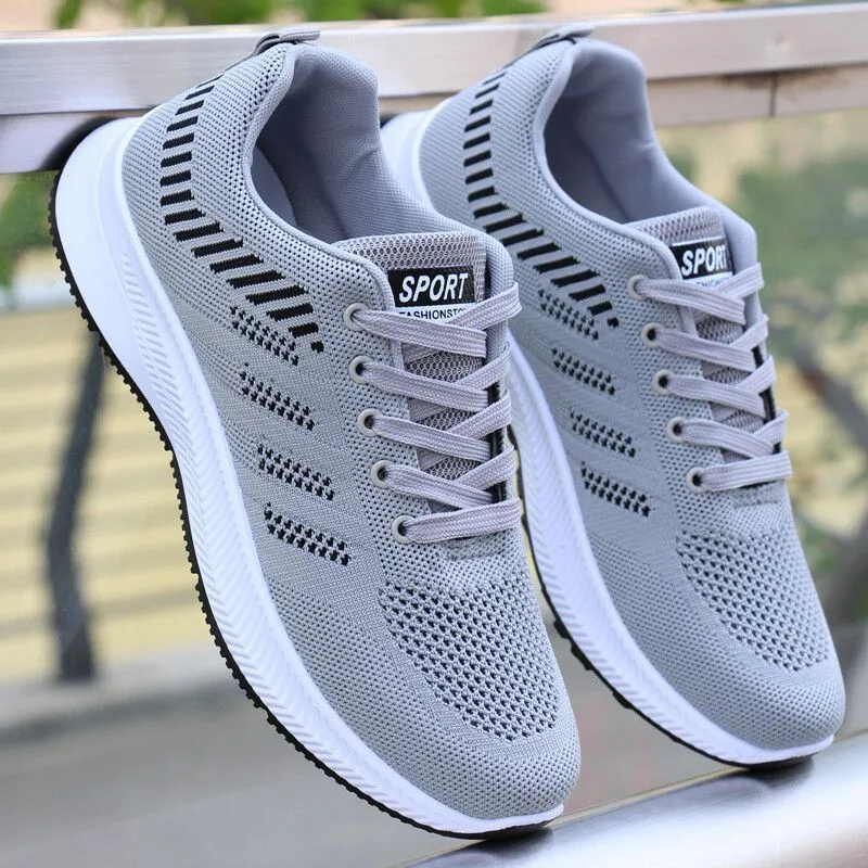 Men's Breathable Mesh Running Shoes Lightweight Casual Sports Sneakers - Flying Woven Design, Soft Sole, Round Toe - Perfect for Spring thumbnail 1