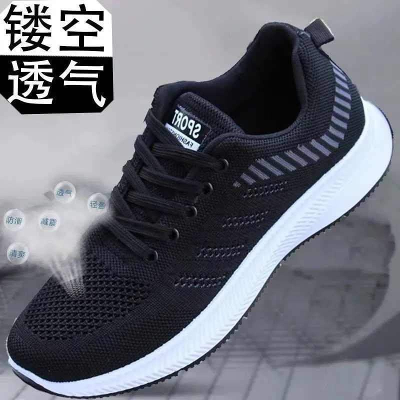 Men's Breathable Mesh Running Shoes Lightweight Casual Sports Sneakers - Flying Woven Design, Soft Sole, Round Toe - Perfect for Spring showcase 7