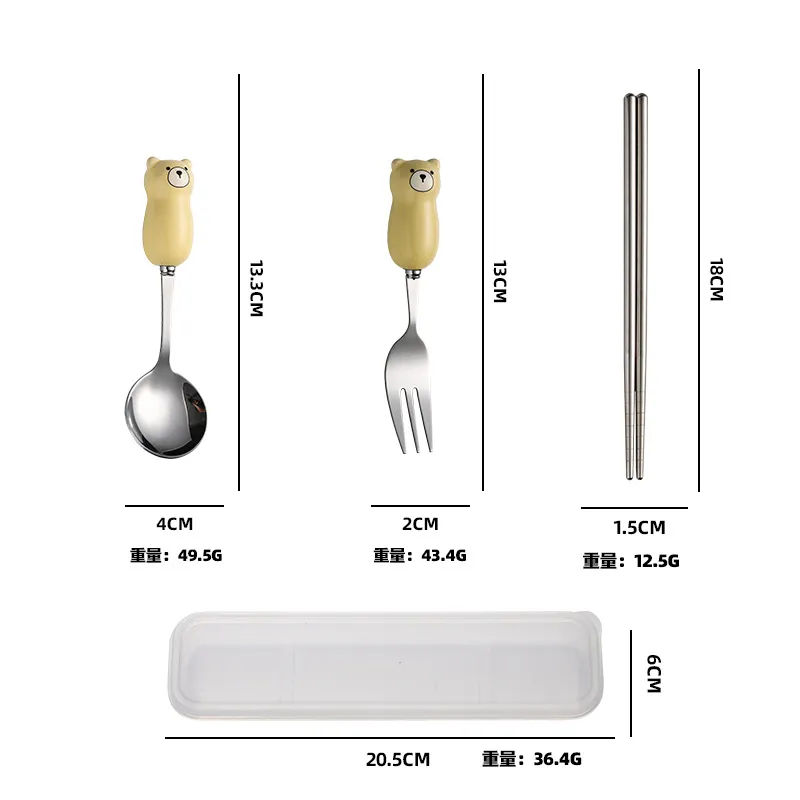 Cartoon Spoon and Fork Set for Kids - Portable Travel Cutlery with Storage Box - Toddler Feeding Utensils - Cute Design - Wholesale Available thumbnail 10