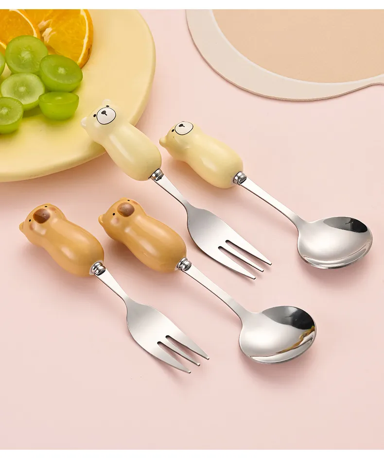 Cartoon Spoon and Fork Set for Kids - Portable Travel Cutlery with Storage Box - Toddler Feeding Utensils - Cute Design - Wholesale Available showcase 14