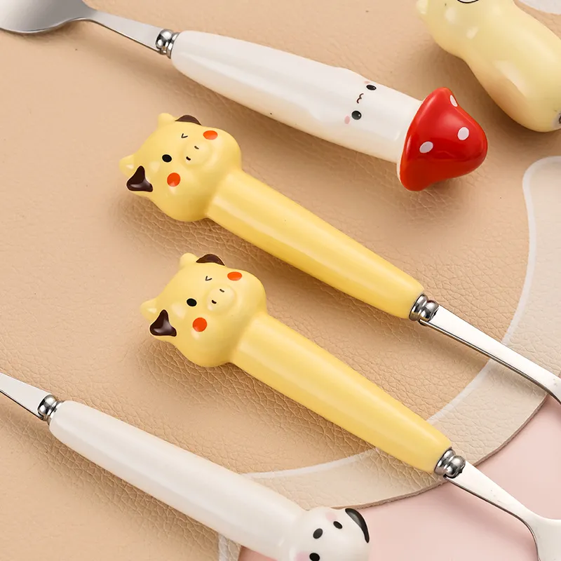 Cartoon Spoon and Fork Set for Kids - Portable Travel Cutlery with Storage Box - Toddler Feeding Utensils - Cute Design - Wholesale Available thumbnail 4