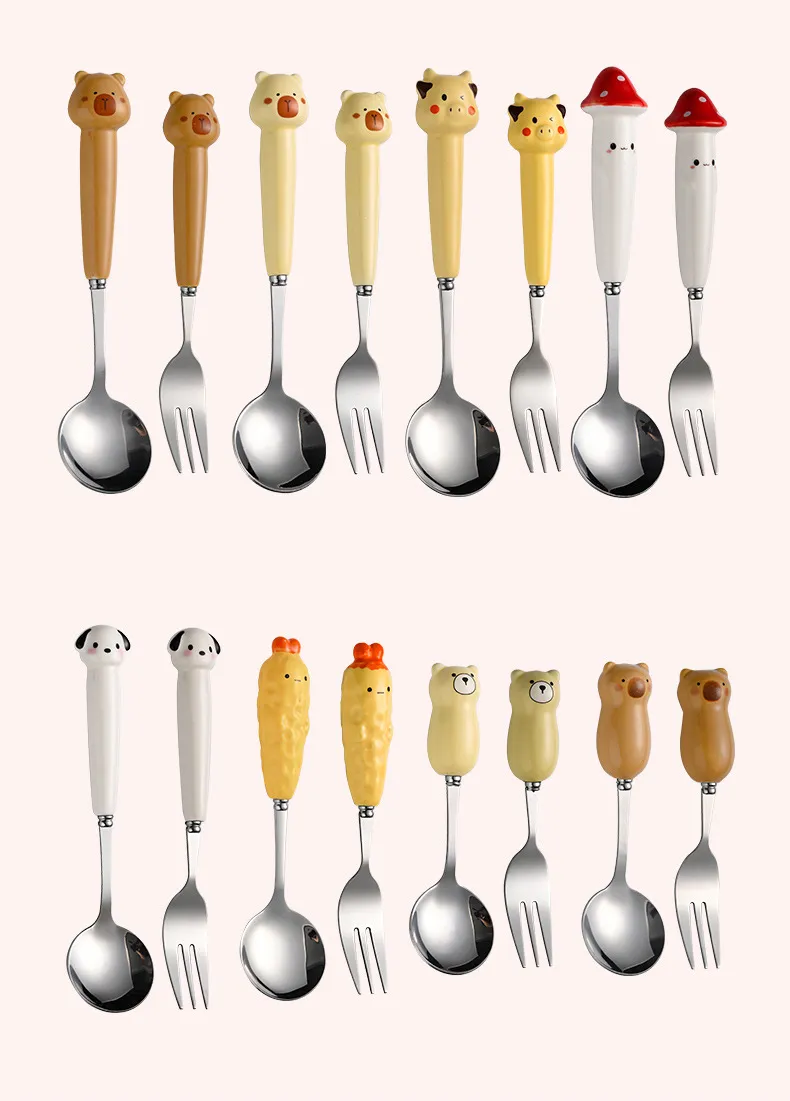 Cartoon Spoon and Fork Set for Kids - Portable Travel Cutlery with Storage Box - Toddler Feeding Utensils - Cute Design - Wholesale Available showcase 6