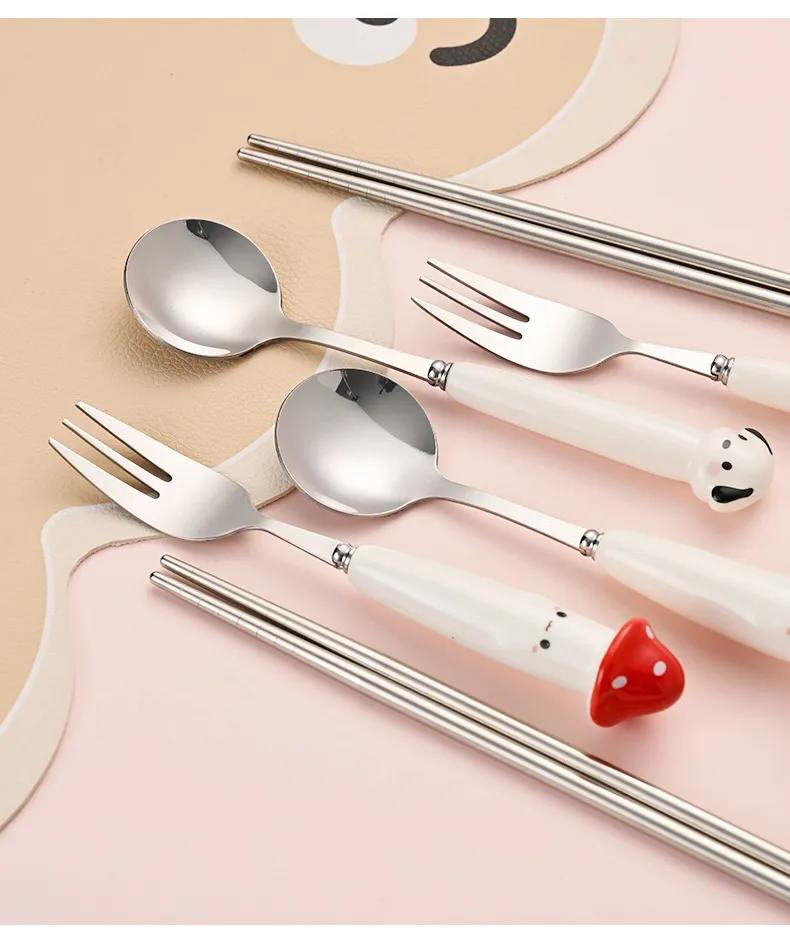 Cartoon Spoon and Fork Set for Kids - Portable Travel Cutlery with Storage Box - Toddler Feeding Utensils - Cute Design - Wholesale Available showcase 12