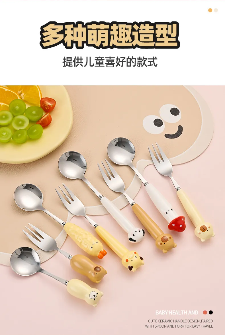 Cartoon Spoon and Fork Set for Kids - Portable Travel Cutlery with Storage Box - Toddler Feeding Utensils - Cute Design - Wholesale Available showcase 4