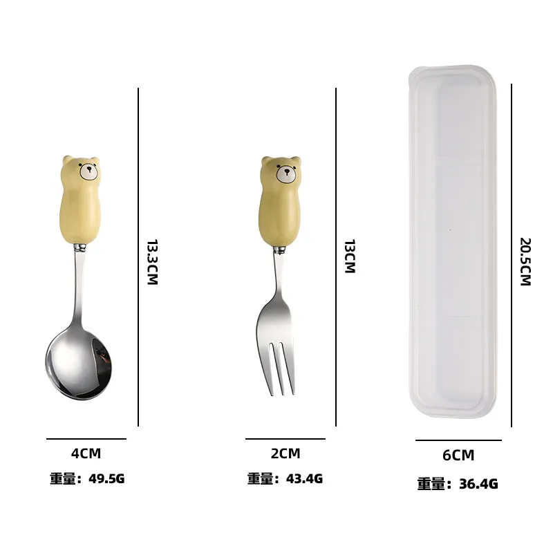 Cartoon Spoon and Fork Set for Kids - Portable Travel Cutlery with Storage Box - Toddler Feeding Utensils - Cute Design - Wholesale Available thumbnail 7