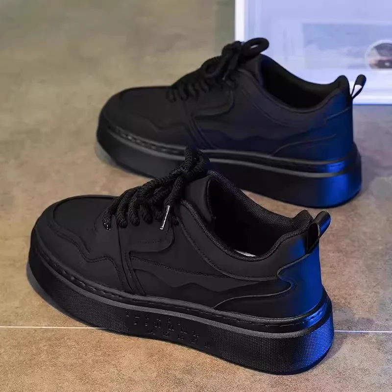 Men's Black Work Shoes Non-Slip Wear-Resistant Thick Sole Construction Site Safety Shoes Breathable Casual Versatile Sports Board Shoes for Men thumbnail 1