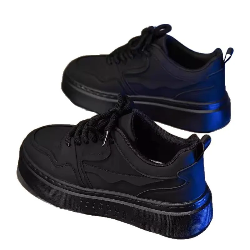 Men's Black Work Shoes Non-Slip Wear-Resistant Thick Sole Construction Site Safety Shoes Breathable Casual Versatile Sports Board Shoes for Men thumbnail 5