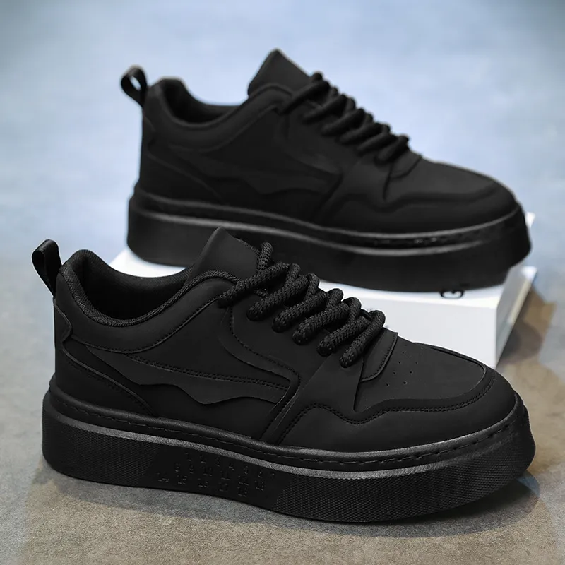 Men's Black Work Shoes Non-Slip Wear-Resistant Thick Sole Construction Site Safety Shoes Breathable Casual Versatile Sports Board Shoes for Men thumbnail 4