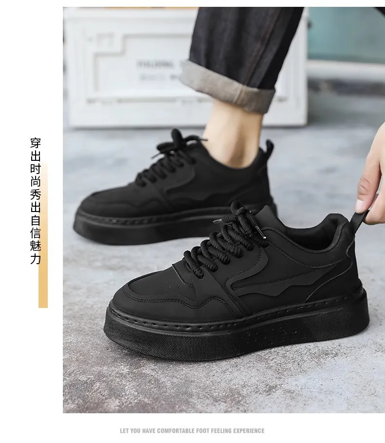 Men's Black Work Shoes Non-Slip Wear-Resistant Thick Sole Construction Site Safety Shoes Breathable Casual Versatile Sports Board Shoes for Men showcase 12