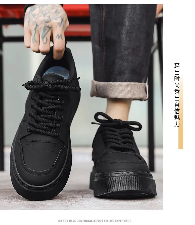 Men's Black Work Shoes Non-Slip Wear-Resistant Thick Sole Construction Site Safety Shoes Breathable Casual Versatile Sports Board Shoes for Men showcase 10