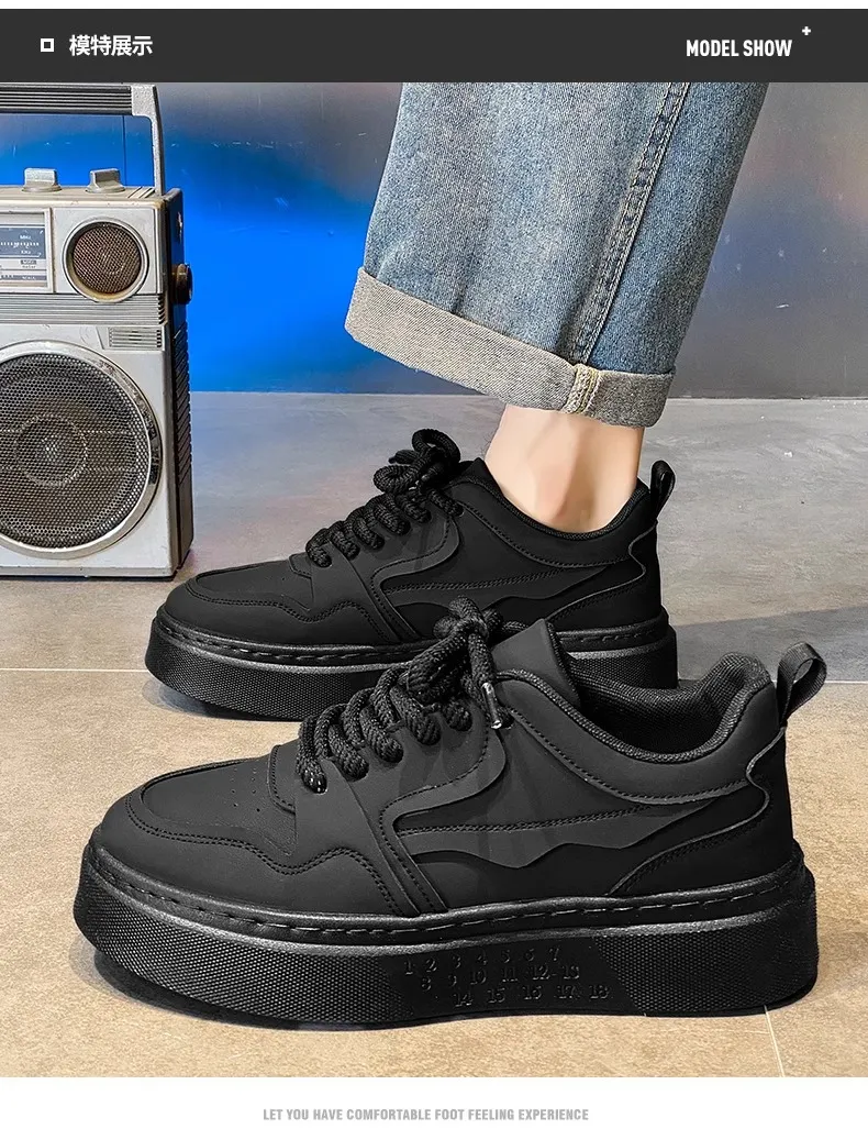 Men's Black Work Shoes Non-Slip Wear-Resistant Thick Sole Construction Site Safety Shoes Breathable Casual Versatile Sports Board Shoes for Men showcase 9