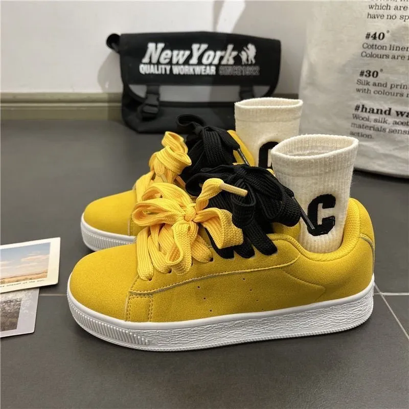 Trendy American Style Sneakers for Men and Women - Casual Loafers, Couple Shoes, Versatile Chic Design, Yellow Sports Shoes showcase 8