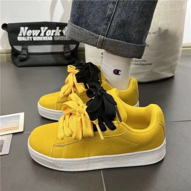 Trendy American Style Sneakers for Men and Women - Casual Loafers, Couple Shoes, Versatile Chic Design, Yellow Sports Shoes thumbnail 3