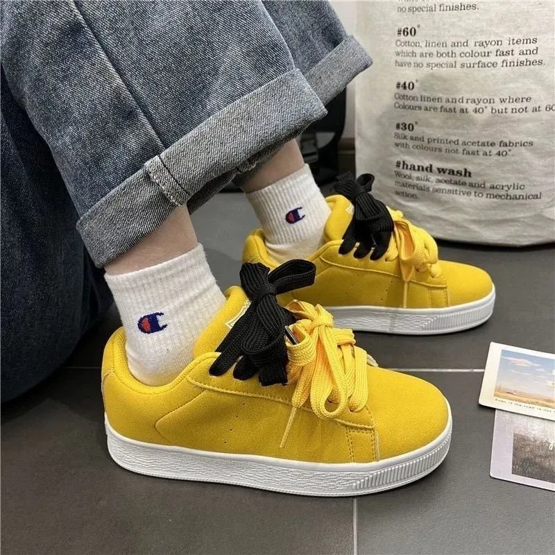 Trendy American Style Sneakers for Men and Women - Casual Loafers, Couple Shoes, Versatile Chic Design, Yellow Sports Shoes showcase 6