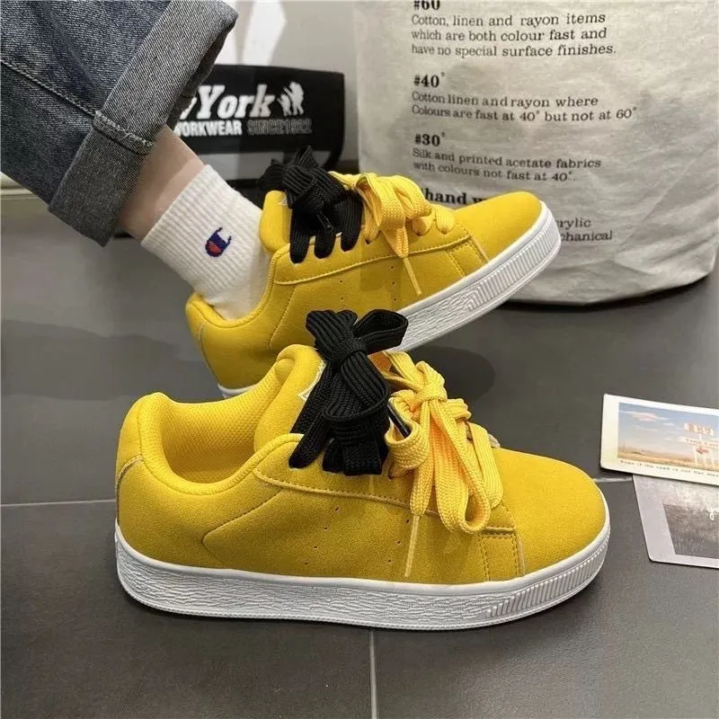 Trendy American Style Sneakers for Men and Women - Casual Loafers, Couple Shoes, Versatile Chic Design, Yellow Sports Shoes showcase 9