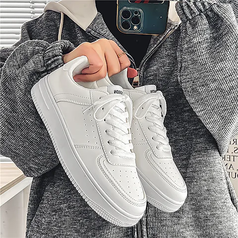 Men's White Sneakers Breathable Casual Shoes - Versatile Sports Sneakers for Teenagers and Students - 2026 New Model - Lightweight Walking Shoes