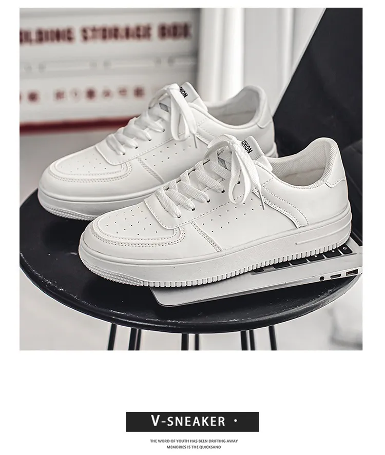 Men's White Sneakers Breathable Casual Shoes - Versatile Sports Sneakers for Teenagers and Students - 2026 New Model - Lightweight Walking Shoes showcase 2