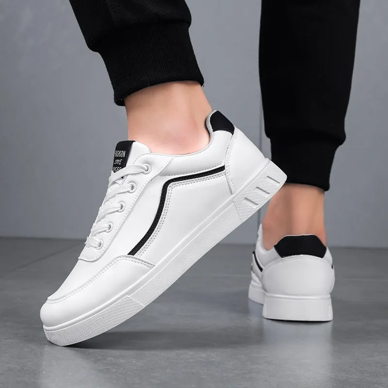 Men's White Sneakers 2024: Korean Style Trendy All-Match Leisure Sports Shoes for Teenagers and Young Adults - Autumn Fashion showcase 7