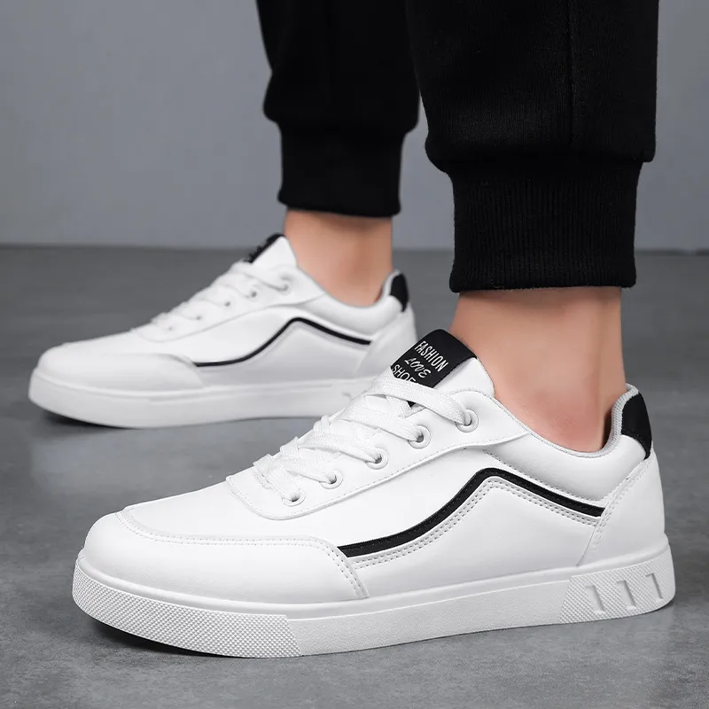 Men's White Sneakers 2024: Korean Style Trendy All-Match Leisure Sports Shoes for Teenagers and Young Adults - Autumn Fashion showcase 9