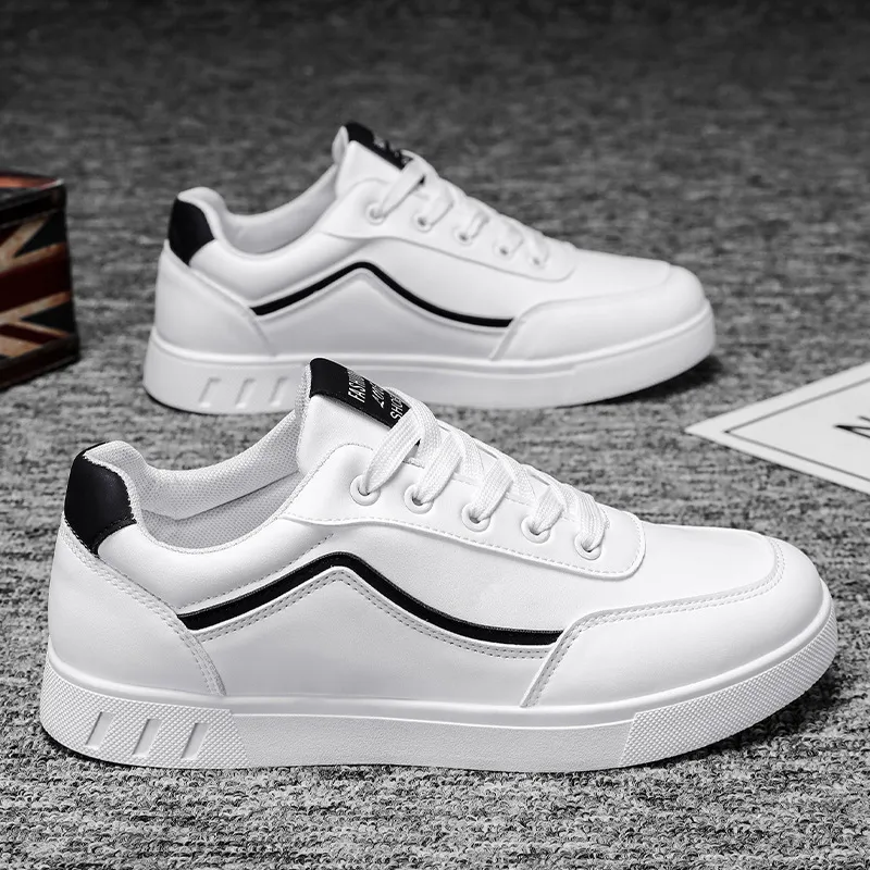 Men's White Sneakers 2024: Korean Style Trendy All-Match Leisure Sports Shoes for Teenagers and Young Adults - Autumn Fashion showcase 2