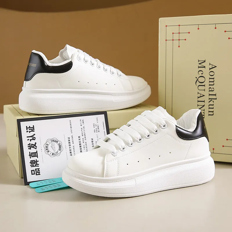 Unisex White Sneakers - PU Leather Slip-On Shoes for Men & Women - Thick Sole Height Increasing Fashion Trainers - 2025 New Model Versatile Style thumbnail 2