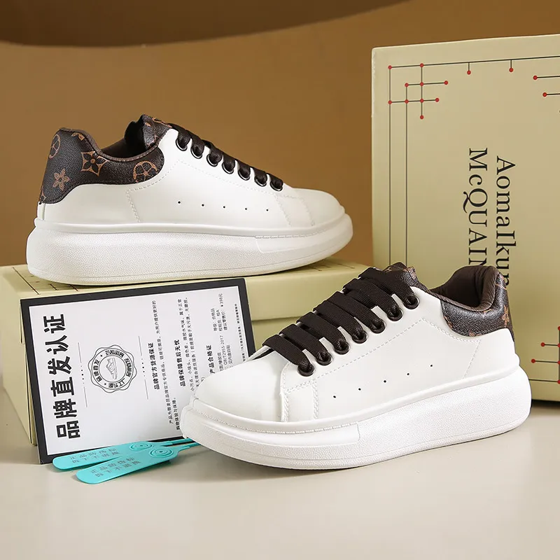 Unisex White Sneakers - PU Leather Slip-On Shoes for Men & Women - Thick Sole Height Increasing Fashion Trainers - 2025 New Model Versatile Style thumbnail 9