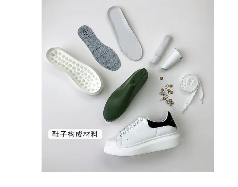 Unisex White Sneakers - PU Leather Slip-On Shoes for Men & Women - Thick Sole Height Increasing Fashion Trainers - 2025 New Model Versatile Style showcase 7