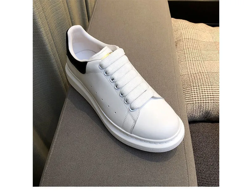 Unisex White Sneakers - PU Leather Slip-On Shoes for Men & Women - Thick Sole Height Increasing Fashion Trainers - 2025 New Model Versatile Style showcase 13
