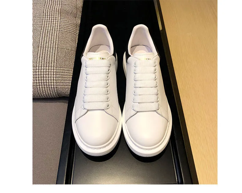 Unisex White Sneakers - PU Leather Slip-On Shoes for Men & Women - Thick Sole Height Increasing Fashion Trainers - 2025 New Model Versatile Style showcase 15