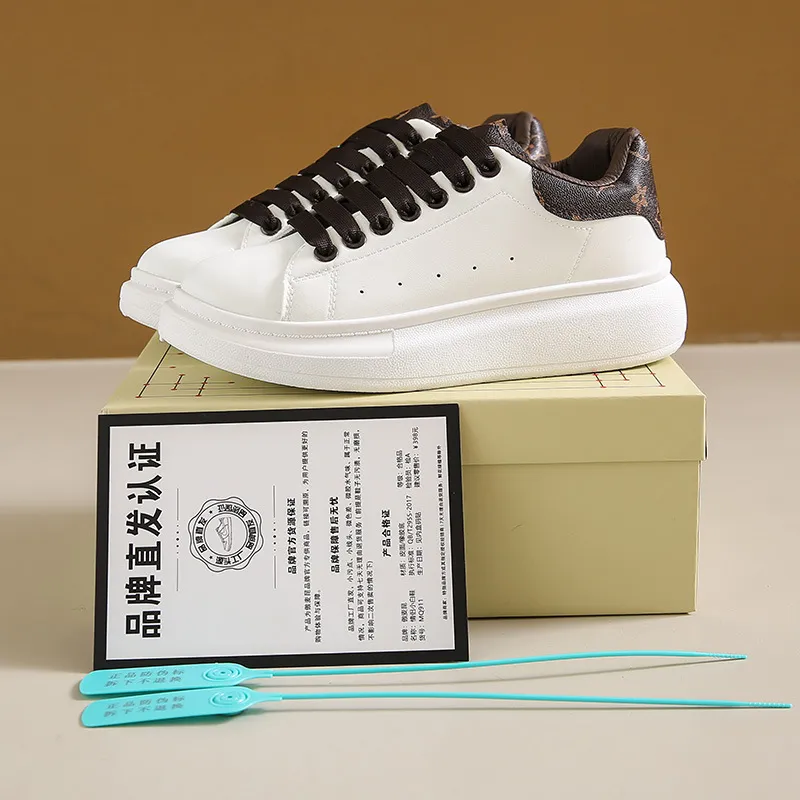 Unisex White Sneakers - PU Leather Slip-On Shoes for Men & Women - Thick Sole Height Increasing Fashion Trainers - 2025 New Model Versatile Style thumbnail 4