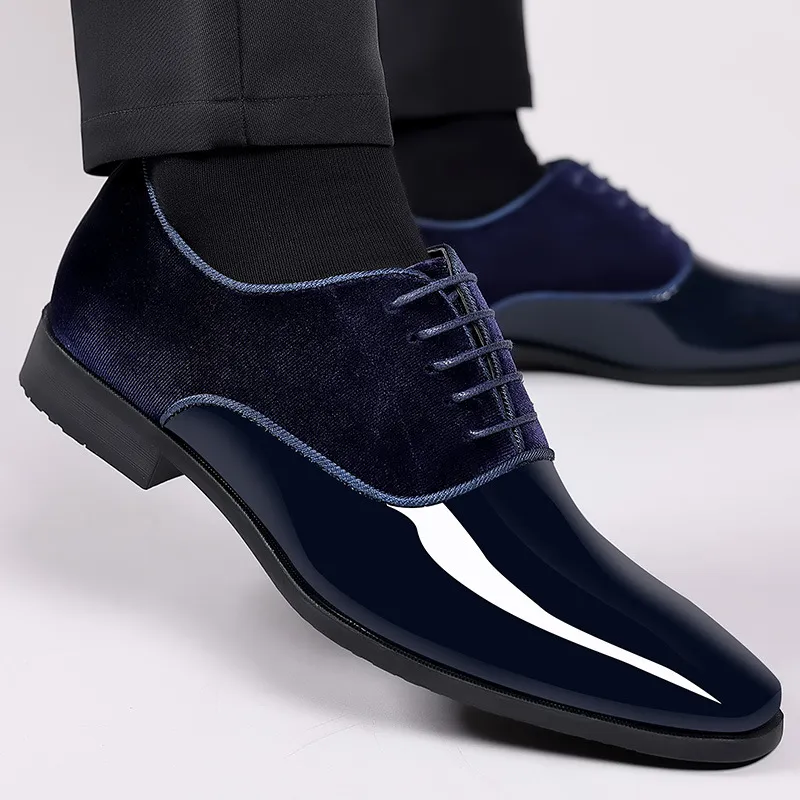 Men's Formal Leather Dress Shoes - Lightweight Pointed Toe Oxford Shoes for Business, Wedding, and Special Occasions - Trendy British Style thumbnail 1