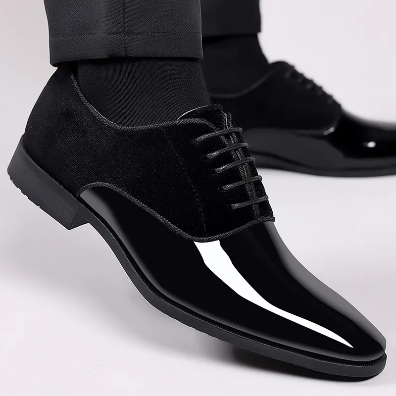 Men's Formal Leather Dress Shoes - Lightweight Pointed Toe Oxford Shoes for Business, Wedding, and Special Occasions - Trendy British Style thumbnail 6