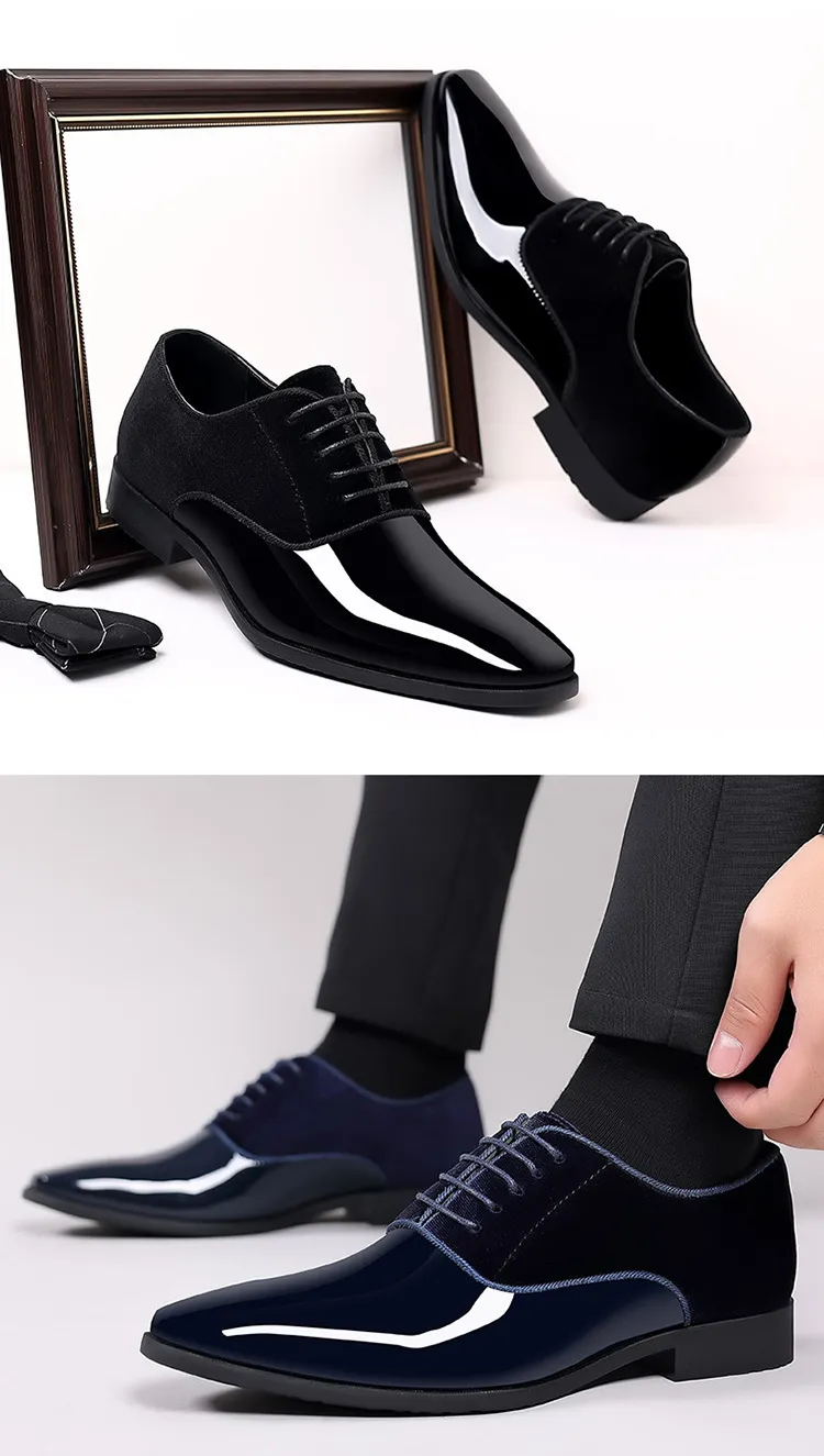 Men's Formal Leather Dress Shoes - Lightweight Pointed Toe Oxford Shoes for Business, Wedding, and Special Occasions - Trendy British Style showcase 17