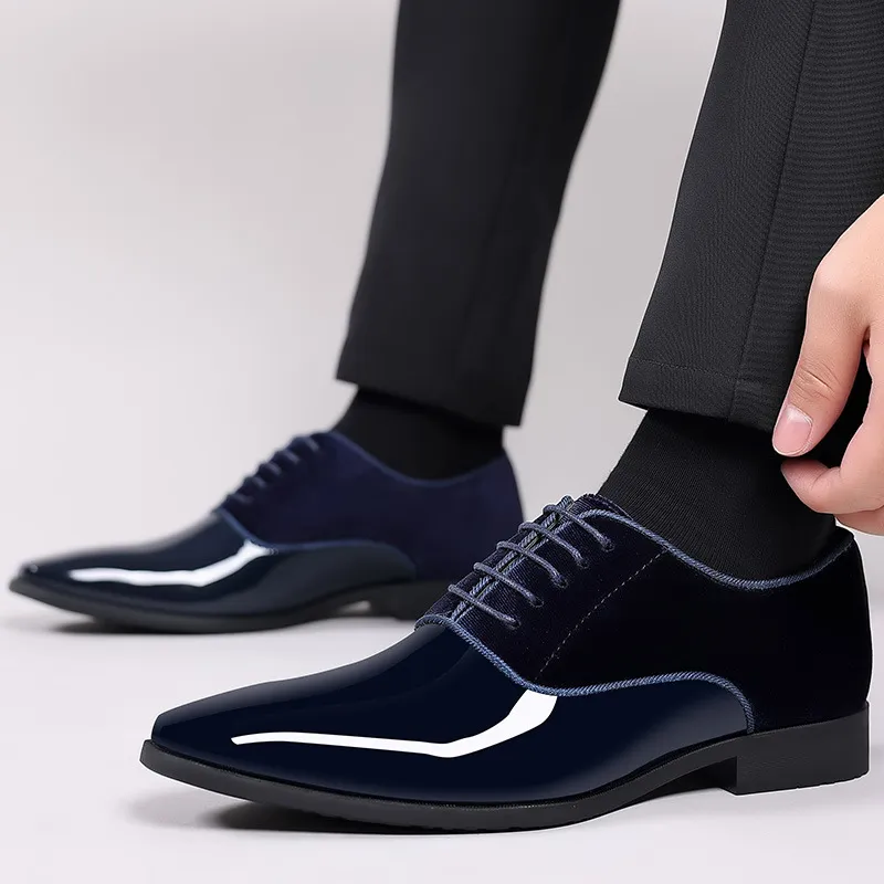 Men's Formal Leather Dress Shoes - Lightweight Pointed Toe Oxford Shoes for Business, Wedding, and Special Occasions - Trendy British Style thumbnail 3