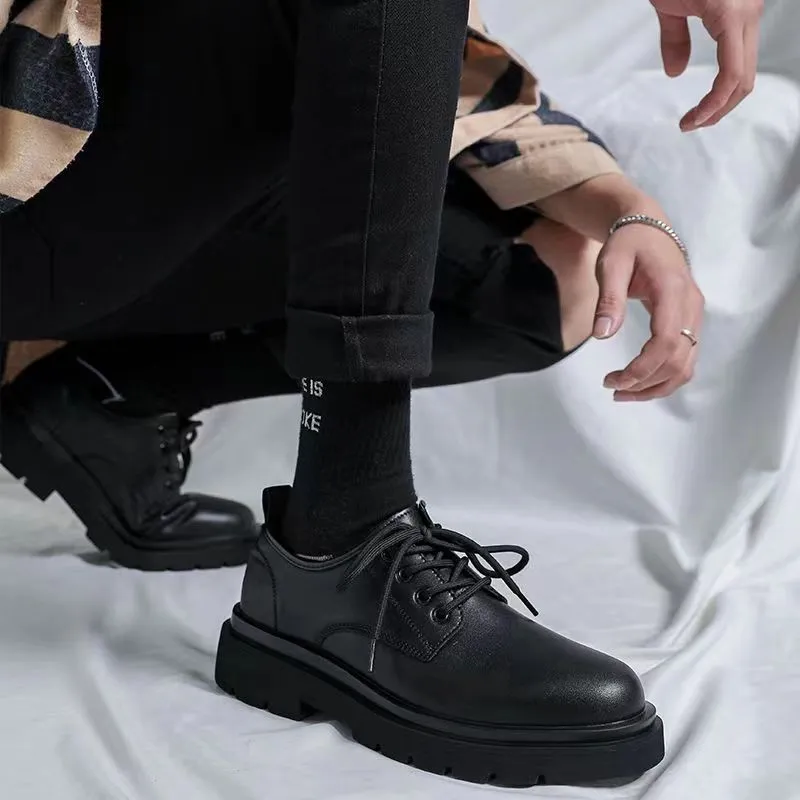 Men's Casual Leather Dress Shoes - New Business Style, British Design, Youth Platform, All-Match Trendy Footwear for Students and Professionals thumbnail 3